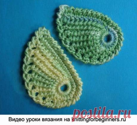 Вязание листика для ирландского кружева.