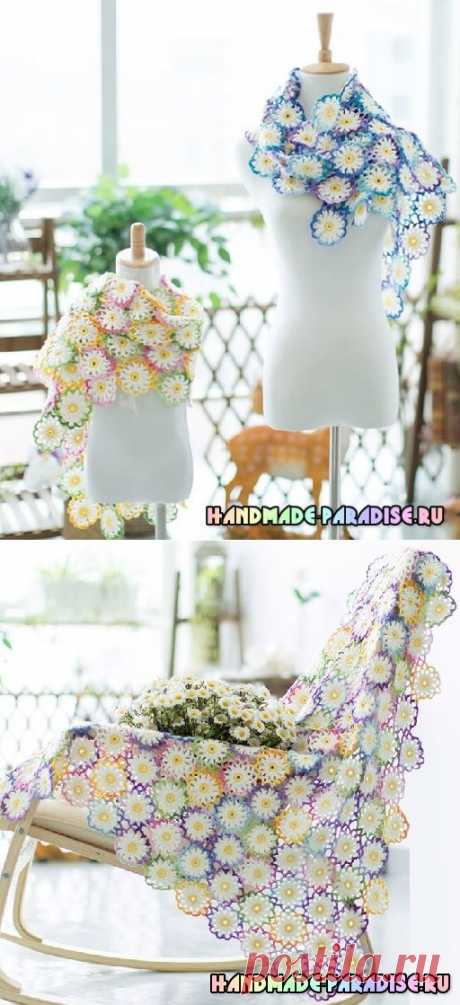 Ромашковый плед крючком. Схема - Handmade-Paradise