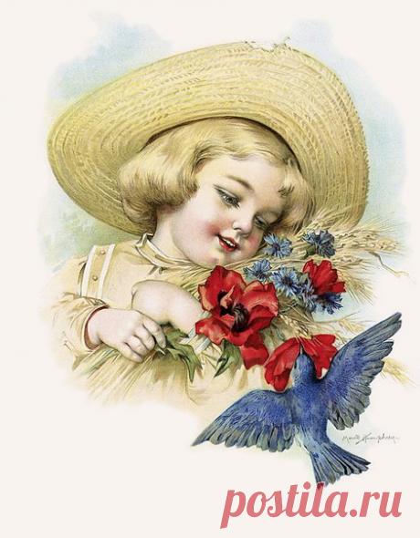 Винтажные картинки. Дети, цветы. Художница Maud Humphrey Bogart 
Декупаж коллаж. Decoupage collage.
#дизайн #для_декупажа #картинки_для_творчества #декупаж #декор