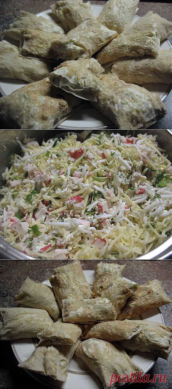 Рулетики из лаваша с начинкой. Быстрый перекус..