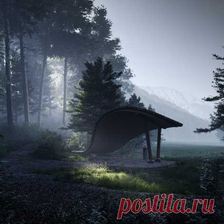 PASSWAY This beautiful place is located in Germany, as far as I know, this design is an observation deck and is intended for a tourist route. The customer sent some photos of this area and I needed to create an environment in 3D.