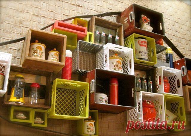 18 идей для применения пластмассовых тарных ящиков дома и на даче