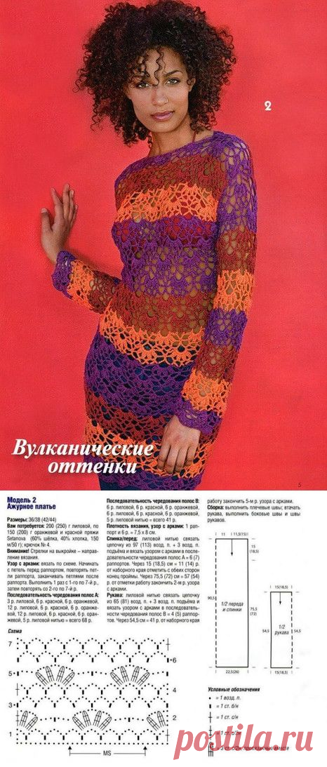 АЖУРНОЕ ПЛАТЬЕ "ВУЛКАНИЧЕСКИЕ ОТТЕНКИ"