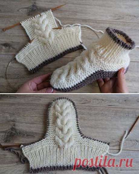 Wool Cable Slippers - Free Knitting Pattern - Tricot et crochet - Water