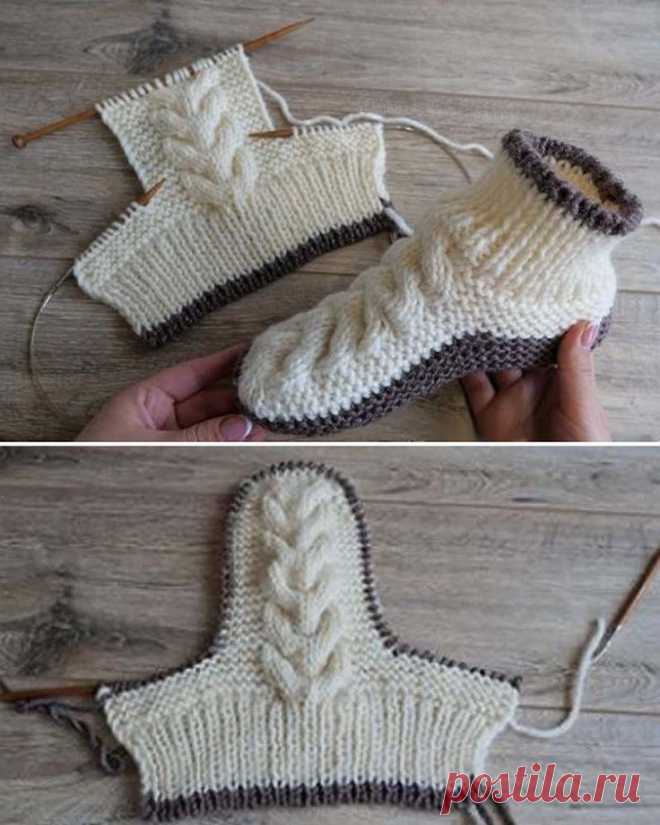 Wool Cable Slippers - Free Knitting Pattern - Tricot et crochet - Water