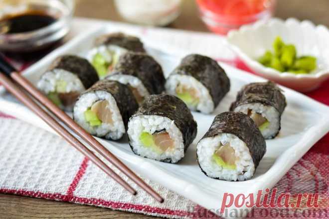 Рецепт: Роллы с солёной скумбрией и свежим огурцом на RussianFood.com