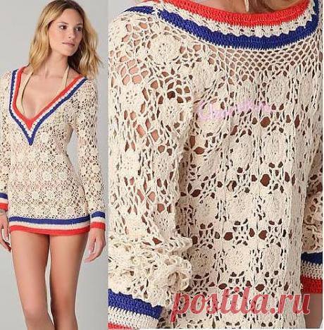 Туника из мотивов от OndadeMar - Описание вязания, схемы вязания крючком и спицами | Узорчик.ру