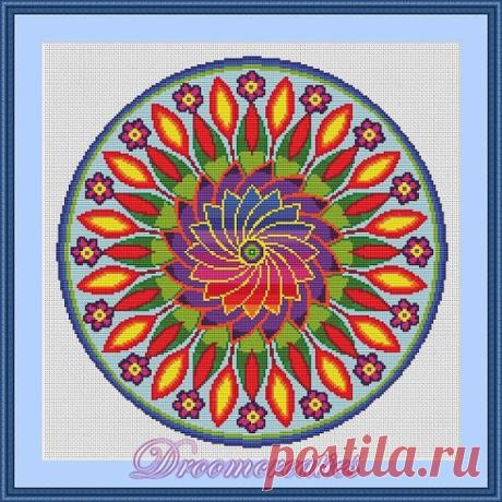 Mandala Flower Power - digital crossstitch embroidery pattern pdf - 189 x 189…