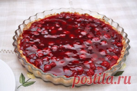 Отличный прохладный десерт… Вишневый пирог из творожного теста