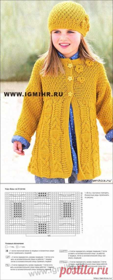 Красивый жакет и шапочка для девочки