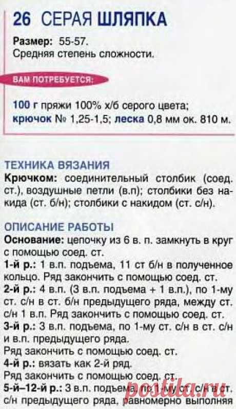 Шляпа крючком.