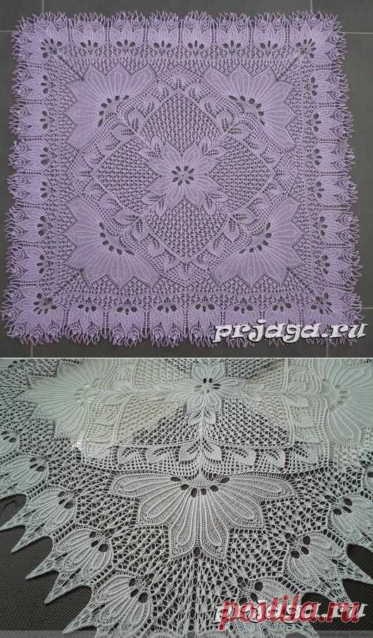 Квадратная мини скатерть спицами