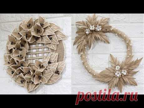 5 Jute wreath craft idea | Home decorating ideas handmade wall hanging