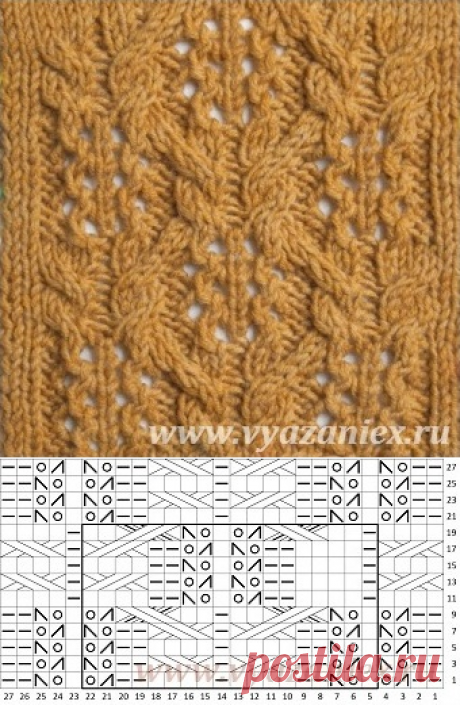 Ромбы из жгутов с ажуром