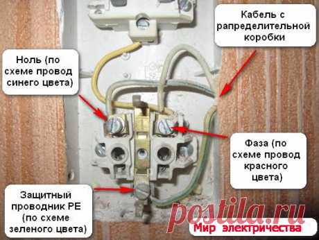 Блок с розеткой и выключателем - подключение
