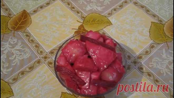 Маринованная капуста кусочками со свеклой.Простой и вкусный видеорецепт