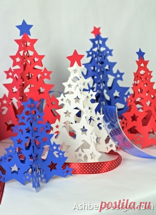 Новогодние елочки из картона. Открытка и силуэтная елочка - Рукодельные идеи