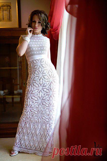 Вязаное свадебное платье
