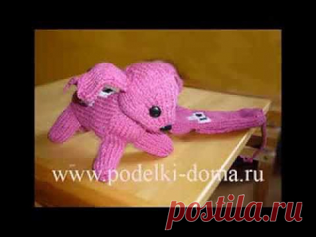 Вязание игрушек - собачка спицами из мультфильма 'Варежка' - YouTube