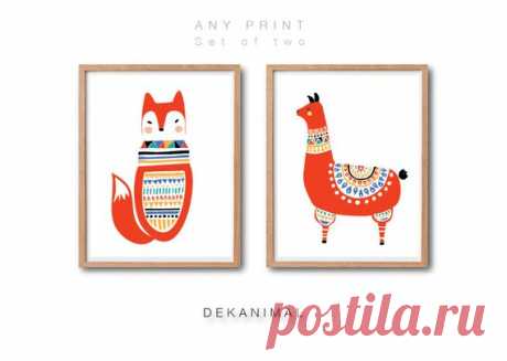 FOLK COSTUME Print Set of 2, Fox Print, llama art print, Woodland Nursery Decor, Baby Animal Art, Animal Print, Kids wall decor, Home gift This listing is for Print Set of 2  -------------- HOW TO ORDER / CUSTOMISE THIS PRINT SET ------------ 1. Select size　→　Add this listing to the CART  2. If you want to swap the prints, please Name ANY 2 prints of your choice in NOTE TO SELLER at checkout (See picture 2). *If you dont leave