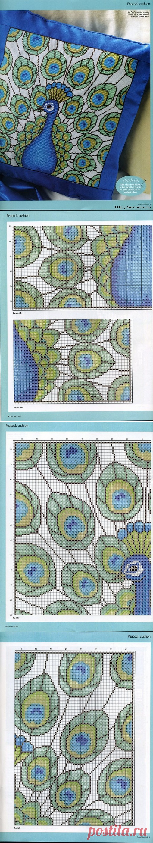 Вышивка крестом павлина: со схемой — Сделай сам, идеи для творчества - DIY Ideas