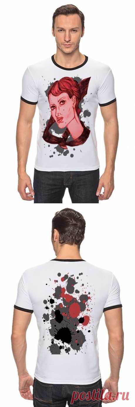 Футболка &quot;Рингер&quot; (Мужская) &quot;Девушка в галстуке.&quot; от Printissimo - Printio