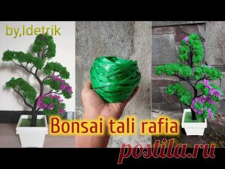 CARA MEMBUAT TANAMAN HIAS BONSAI CANTIK DARI TALI RAFIA TANPA MENGGUNAKAN LEM