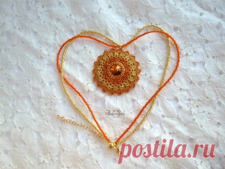 Кулон &quot;Жар-птица&quot; из японского бисера со Сваровски | biser.info - всё о бисере и бисерном творчестве