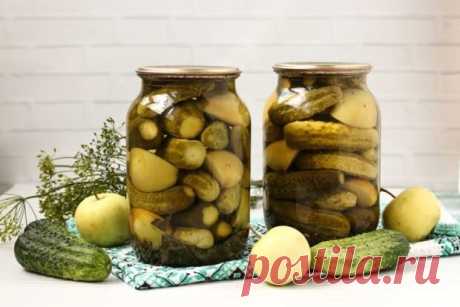 Консервированные огурцы с яблоками — Сад Заготовка