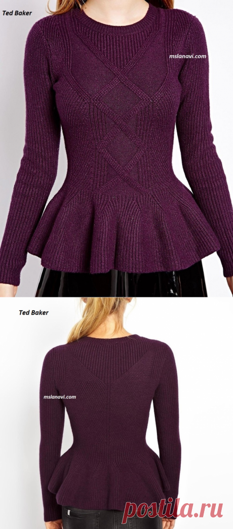 Вязаный пуловер с баской от Ted Baker