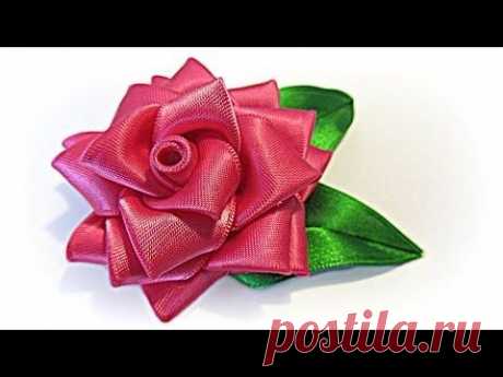 Como hacer una Rosa de cinta. Ribbon rose.