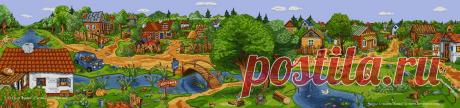Схема &quot;Деревня&quot; | вышивка крестиком от Студии &quot;Коша&quot;