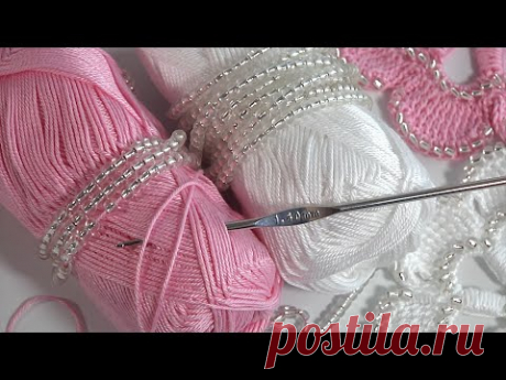 ❤️WOW!!! Crochet🌹Flower with Beads/More Tutorials ‪@elenarugal‬