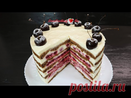 Шоколадный торт на сковороде | Нежный сметанный крем, ягодная начинка |  LoveCookingRu