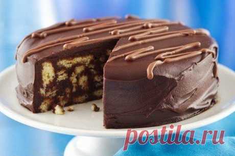 Шоколадный торт из печенья в глазури без выпечки, рецепт — Вкусо.ру