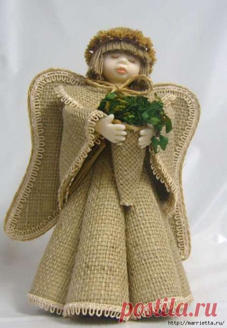 Рождественские ангелы  из мешковины: выкройка и видео мастер-класс . Милая Я