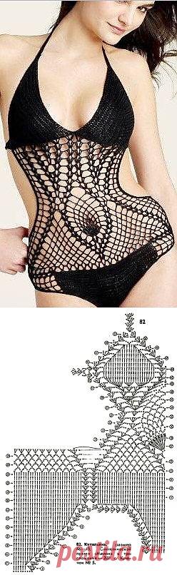 Вязаный слитный купальник