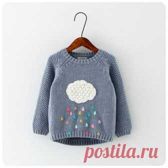 new winter cartoon baby girls sweater cloud raindrops kids clothes children sweater warm long sleeve for girls knitwear