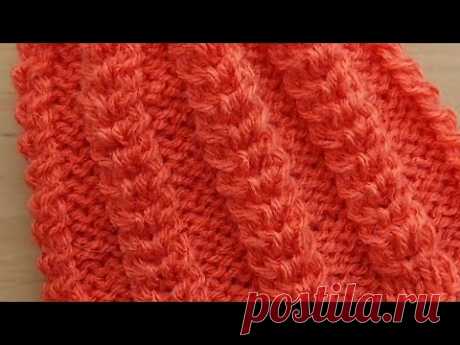 Лёгкий красивый узор спицами для шапочки, свитера, кофточки.