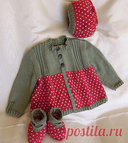 Baby strawberry jacket, boots and beret - P014 pattern by OGE Knitwea…