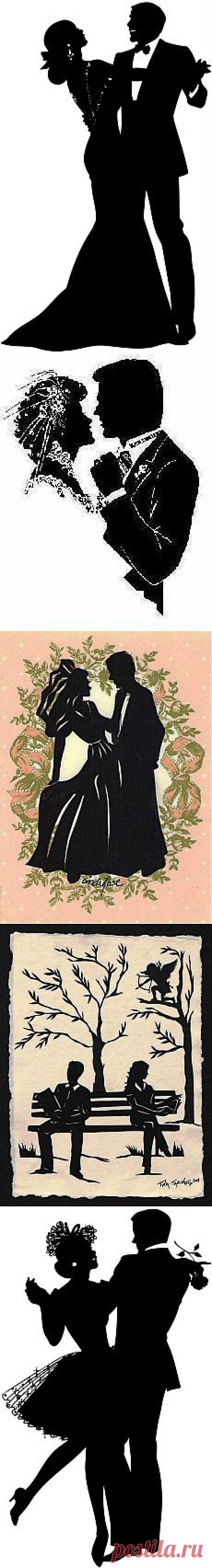 Силуэты мужчин, парней и парочек. | Творческая мастерская Марины Трублиной