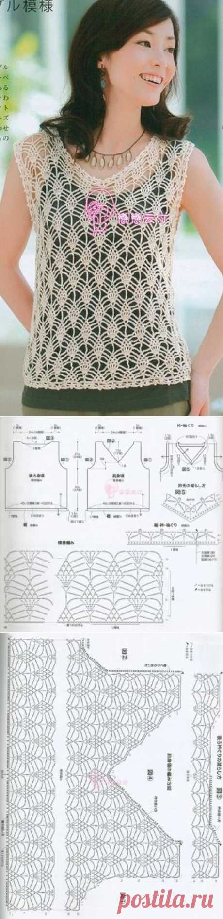 Вязание кружевного топа
