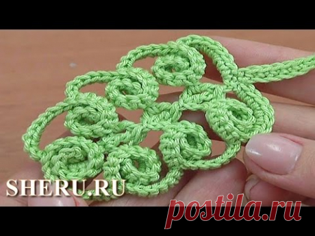 Вязание листика с завитками