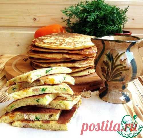 Блины с курицей и зеленью по-деревенски - кулинарный рецепт