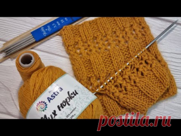 Супер красивый узор спицами! Подробный мастер-класс.