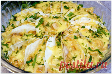 Беру лаваш и начинку, а затем отправляю в духовку - вкуснейший &quot;отрывной&quot; чудо-пирог готов!