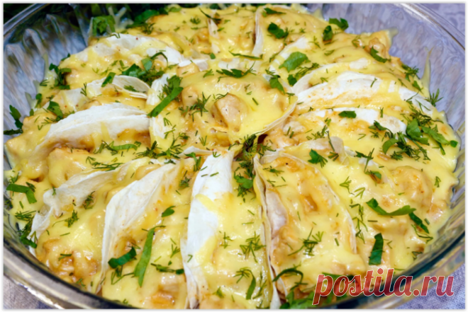 Беру лаваш и начинку, а затем отправляю в духовку - вкуснейший 