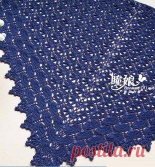 Треугольная шаль крючком | Рукоделие и вязание