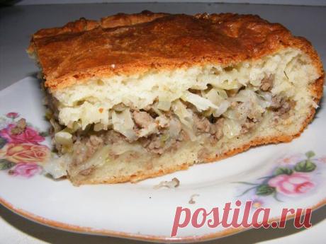 Капустно-мясной пирог на творожном тесте