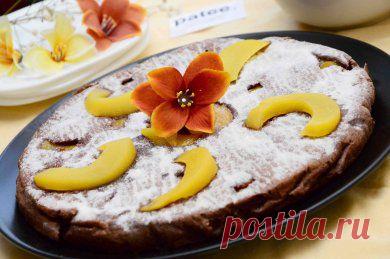 Шоколадный пирог с персиками - рецепт с фотографиями